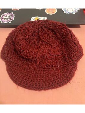 pistil Red and Black Knit Visor Beanie